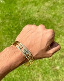 Gold Plated Kara Ek Onkar Khanda Kada Sikh Khalsa Bracelet Singh Kaur Bangle U91 Unisex Punjabi Gift