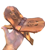 Sheesham Wood Gutka Sahib Rehal Stand Folding Sikh Scripture Book Holder Reel OL Khanda Carving Brass Inlay Handmade