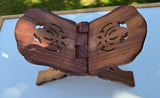 Sheesham Wood Gutka Sahib Rehal Stand Folding Sikh Scripture Book Holder Reel OL Khanda Carving Brass Inlay Handmade