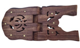 Sheesham Wood Gutka Sahib Rehal Stand Folding Sikh Scripture Book Holder Reel OL Khanda Carving Brass Inlay Handmade