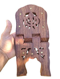 Sheesham Wood Gutka Sahib Rehal Stand Folding Sikh Scripture Book Holder Reel OL Khanda Carving Brass Inlay Handmade