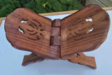 Sheesham Wood Gutka Sahib Rehal Stand Folding Sikh Scripture Book Holder Reel OL Khanda Carving Brass Inlay Handmade