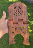 Sheesham Wood Gutka Sahib Rehal Stand Folding Sikh Scripture Book Holder Reel OL Khanda Carving Brass Inlay Handmade