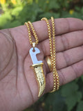 Sikh Kirpan Pendant Necklace Steel Khanda Singh Gold or Silver Plated Sikh Gift Punjabi AAA