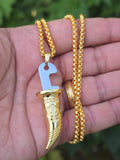 Sikh Kirpan Pendant Necklace Steel Khanda Singh Gold or Silver Plated Sikh Gift Punjabi AAA