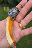 Sikh Soor Dand Authentic Antique Pendant Old Evil Eye Nazar Shield Dant Mastaney AAA-R with hanging Loop