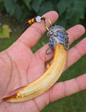 Sikh Soor Dand Authentic Antique Pendant Old Evil Eye Nazar Shield Dant Mastaney AAA-R with hanging Loop