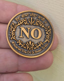 Sikh Gurbani YES NO Decision Coin Antique Gold Finish Khalsa Gift Toss Dilemma HH Singh Kaur Souvenir