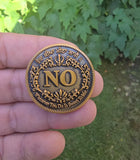 Sikh Gurbani YES NO Decision Coin Antique Gold Finish Khalsa Gift Toss Dilemma HH Singh Kaur Souvenir