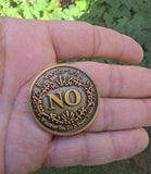 Sikh Gurbani YES NO Decision Coin Antique Gold Finish Khalsa Gift Toss Dilemma HH Singh Kaur Souvenir