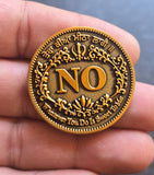 Sikh Gurbani YES NO Decision Coin Antique Gold Finish Khalsa Gift Toss Dilemma HH Singh Kaur Souvenir