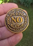 Sikh Gurbani YES NO Decision Coin Antique Gold Finish Khalsa Gift Toss Dilemma HH Singh Kaur Souvenir