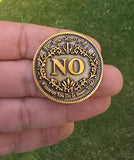 Sikh Gurbani YES NO Decision Coin Antique Gold Finish Khalsa Gift Toss Dilemma HH Singh Kaur Souvenir