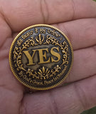 Sikh Gurbani YES NO Decision Coin Antique Gold Finish Khalsa Gift Toss Dilemma HH Singh Kaur Souvenir
