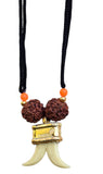 Evil Eye Shield Rudraksha Double Acrylic Tooth Nazar Protection Pendant Necklace Talisman Amulet Adjustable Cord U98