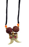 Evil Eye Shield Rudraksha Double Acrylic Tooth Nazar Protection Pendant Necklace Talisman Amulet Adjustable Cord U98