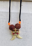 Evil Eye Shield Rudraksha Double Acrylic Tooth Nazar Protection Pendant Necklace Talisman Amulet Adjustable Cord U98