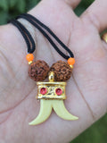 Evil Eye Shield Rudraksha Double Acrylic Tooth Nazar Protection Pendant Necklace Talisman Amulet Adjustable Cord U98