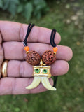Evil Eye Shield Rudraksha Double Acrylic Tooth Nazar Protection Pendant Necklace Talisman Amulet Adjustable Cord U98