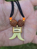 Evil Eye Shield Rudraksha Double Acrylic Tooth Nazar Protection Pendant Necklace Talisman Amulet Adjustable Cord U98