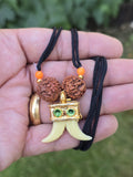 Evil Eye Shield Rudraksha Double Acrylic Tooth Nazar Protection Pendant Necklace Talisman Amulet Adjustable Cord U98
