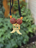 Evil Eye Shield Rudraksha Double Acrylic Tooth Nazar Protection Pendant Necklace Talisman Amulet Adjustable Cord U98