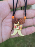 Evil Eye Shield Rudraksha Double Acrylic Tooth Nazar Protection Pendant Necklace Talisman Amulet Adjustable Cord U98