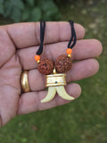 Evil Eye Shield Rudraksha Double Acrylic Tooth Nazar Protection Pendant Necklace Talisman Amulet Adjustable Cord U98