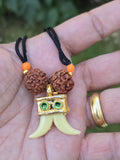 Evil Eye Shield Rudraksha Double Acrylic Tooth Nazar Protection Pendant Necklace Talisman Amulet Adjustable Cord U98