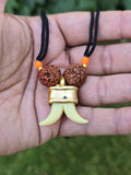 Evil Eye Shield Rudraksha Double Acrylic Tooth Nazar Protection Pendant Necklace Talisman Amulet Adjustable Cord U98