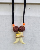 Evil Eye Shield Rudraksha Double Acrylic Tooth Nazar Protection Pendant Necklace Talisman Amulet Adjustable Cord U98