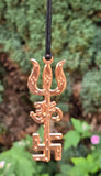 Tri Shakti Pendant Om Trishul Swastika Pure Copper Hindu Spiritual Amulet Talisman Evil Eye Protection Necklace CC53