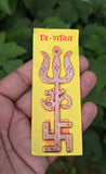 Tri Shakti Pendant Om Trishul Swastika Pure Copper Hindu Spiritual Amulet Talisman Evil Eye Protection Necklace CC53