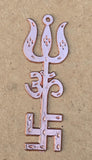 Tri Shakti Pendant Om Trishul Swastika Pure Copper Hindu Spiritual Amulet Talisman Evil Eye Protection Necklace CC53