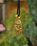 Lord Ganesh Pendant Gold or Silver Colour Stainless Steel Nazar Protection UK A36 Hindu black dori
