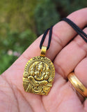 Lord Ganesh Pendant Gold or Silver Colour Stainless Steel Nazar Protection UK A36 Hindu black dori
