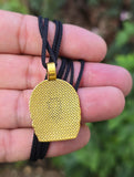 Lord Ganesh Pendant Gold or Silver Colour Stainless Steel Nazar Protection UK A36 Hindu black dori