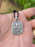 Lord Ganesh Pendant Gold or Silver Colour Stainless Steel Nazar Protection UK A36 Hindu black dori
