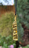 Lord Ganesh Pendant Gold or Silver Colour Stainless Steel Nazar Protection UK A37 Hindu black dori