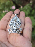 Lord Ganesh Pendant Gold or Silver Colour Stainless Steel Nazar Protection UK A37 Hindu black dori