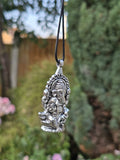 Lord Ganesh Pendant Gold or Silver Colour Stainless Steel Nazar Protection UK A37 Hindu black dori
