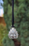Lord Ganesh Pendant Silver Colour Stainless Steel Nazar Protection UK A38 Hindu black dori