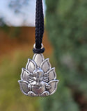 Lord Ganesh Pendant Silver Colour Stainless Steel Nazar Protection UK A38 Hindu black dori