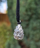 Lord Ganesh Pendant Silver Colour Stainless Steel Nazar Protection UK A38 Hindu black dori
