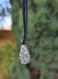 Lord Ganesh Pendant Silver Colour Stainless Steel Nazar Protection UK A38 Hindu black dori