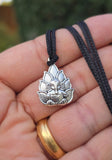 Lord Ganesh Pendant Silver Colour Stainless Steel Nazar Protection UK A38 Hindu black dori