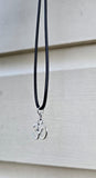Stainless Steel Om Aum Pendant Adjustable Black Dori Hindu Necklace A40 Amulet