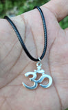 Stainless Steel Om Aum Pendant Adjustable Black Dori Hindu Necklace A40 Amulet