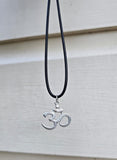 Stainless Steel Om Aum Pendant Adjustable Black Dori Hindu Necklace A40 Amulet