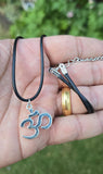 Stainless Steel Om Aum Pendant Adjustable Black Dori Hindu Necklace A40 Amulet